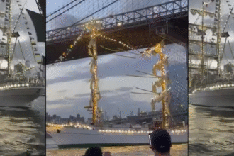 मेक्सिकन नेवी शिप न्यूयॉर्क में ब्रुकलिन ब्रिज से टकराया