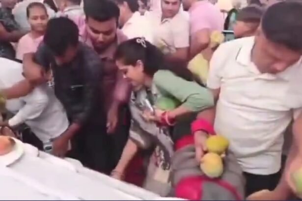VIDEO : लखनऊ के आम महोत्सव में आम की लूट