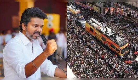 करूर रैली में भगदड़ के बाद घायल लोगों को मदद पहुंचाते पुलिसकर्मी और स्थानीय लोग