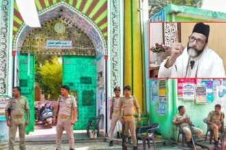 मौलाना तौकीर रजा के समर्थकों की भीड़ इस्लामिया मैदान में, बरेली में तनावपूर्ण माहौल के बीच पुलिस की तैनाती