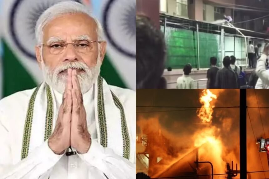 SMS अस्पताल जयपुर के ट्रॉमा सेंटर में आग के बाद बचाव कार्य में जुटे फायर ब्रिगेड और मेडिकल स्टाफ