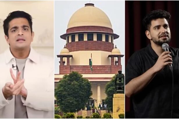 सुप्रीम कोर्ट परिसर में लोग, दिव्यांगों के लिए फंड जुटाने और यूट्यूबर्स के आदेश पर चर्चा।