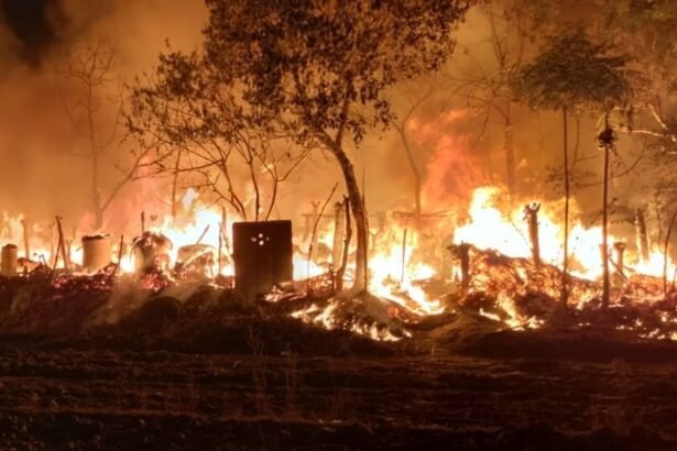 दरभंगा में NH-27 के किनारे कबाड़ी दुकान में लगी भीषण आग, फायर ब्रिगेड आग बुझाती हुई