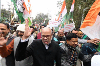 पटना में कांग्रेस पदयात्रा, एमजीएनरेगा बचाओ अभियान, राजेश राम और कांग्रेस कार्यकर्ता