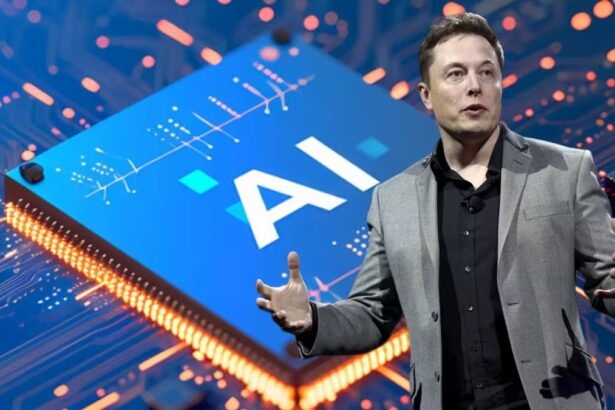 एलन मस्क इंटरव्यू में बैठकर बात करते हुए, पीछे टेबल पर नोटबुक और लैपटॉप रखे हुए, उनका परिवार और भविष्य की तकनीक पर विचार साझा करते हुए।