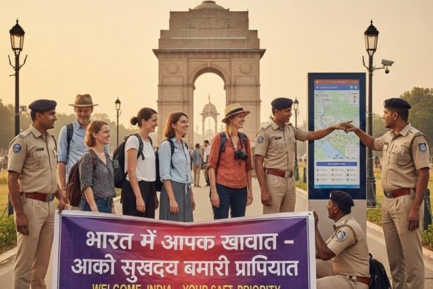 भारत सरकार द्वारा विदेशी और घरेलू पर्यटकों की सुरक्षा सुनिश्चित करने के लिए तैनात टूरिस्ट पुलिस और 24x7 हेल्पलाइन की सुविधा।