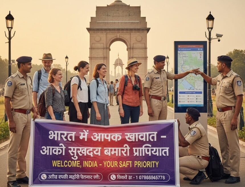 भारत सरकार द्वारा विदेशी और घरेलू पर्यटकों की सुरक्षा सुनिश्चित करने के लिए तैनात टूरिस्ट पुलिस और 24x7 हेल्पलाइन की सुविधा।