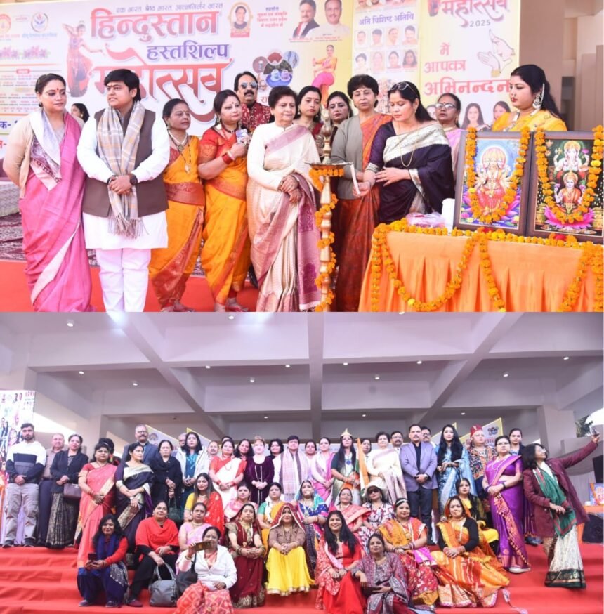 स्मृति उपवन लखनऊ में आयोजित सांस्कृतिक संध्या में नृत्य, संगीत और सम्मान समारोह के दौरान मंच पर अतिथियों, कलाकारों और संस्थाओं के प्रतिनिधियों की उपस्थिति।