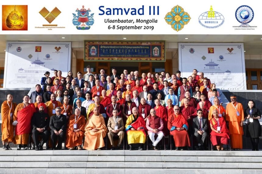 भारत मंडपम, नई दिल्ली में आयोजित होने वाले दूसरे वैश्विक बौद्ध शिखर सम्मेलन का दृश्य