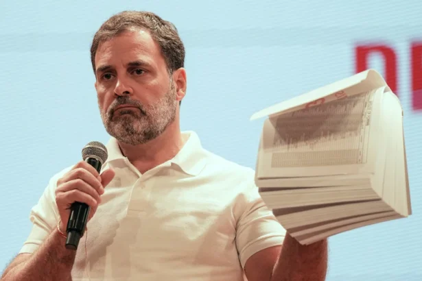 कर्नाटक में लोकसभा चुनाव 2024 के दौरान ईवीएम के साथ मतदान करते मतदाता, चुनाव आयोग की रिपोर्ट में ईवीएम पर जनता के भरोसे की पुष्टि