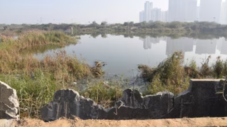 ग्रेटर नोएडा के सेक्टर 150 में निर्माणाधीन इमारत के जल-भराव वाले बेसमेंट में गिरकर सॉफ्टवेयर इंजीनियर युवराज मेहता की मौत के बाद पुलिस घटनास्थल पर।