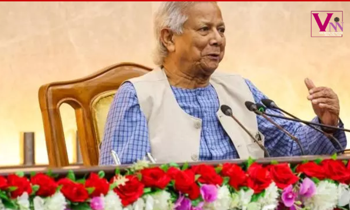 विदाई संबोधन देते हुए बांग्लादेश के अंतरिम प्रमुख मुहम्मद यूनुस