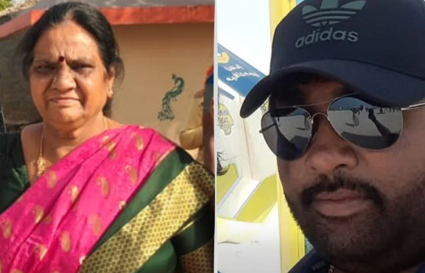 बेंगलुरु के नेलमंगला इलाके में बुजुर्ग महिला की हत्या के बाद जांच करती पुलिस टीम और आसपास जुटी भीड़