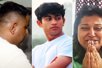 द्वारका में सड़क हादसे के बाद क्षतिग्रस्त एसयूवी और मौके पर मौजूद पुलिस व लोग