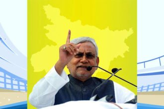 बिहार के मुख्यमंत्री नीतीश कुमार और बीजेपी अध्यक्ष नितिन नवीन की एक साथ तस्वीर, जो उनके राज्य की सदस्यता छोड़कर केंद्र की राजनीति में जाने को दर्शाती है।