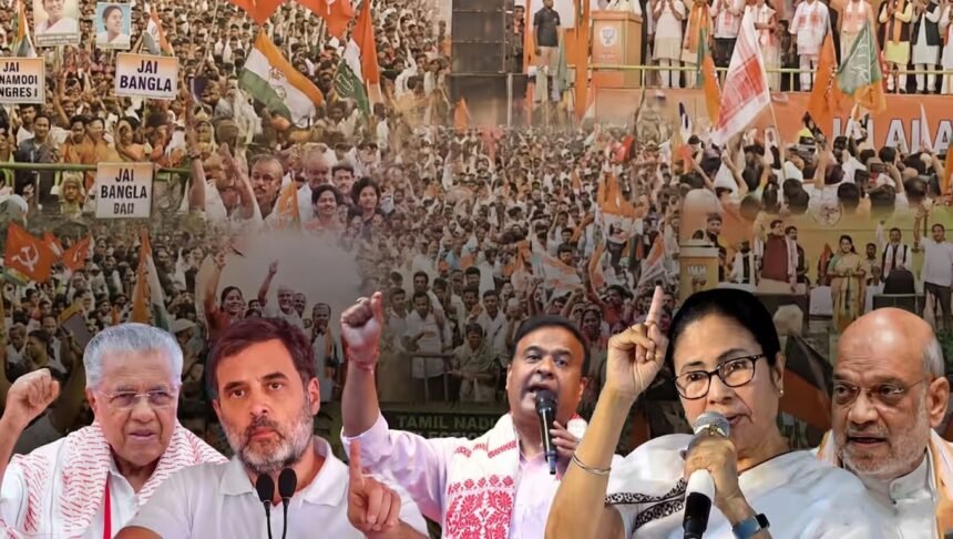 चुनावी रैली में भाषण देते कांग्रेस नेता, असम विधानसभा चुनाव 2026 के प्रचार का दृश्य