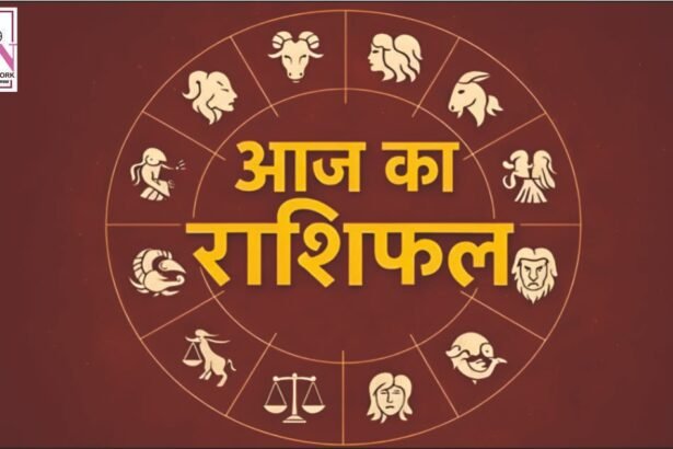 दैनिक राशिफल दर्शाता हुआ बारह राशियों के प्रतीकों और ग्रहों की स्थिति का ज्योतिषीय चित्र