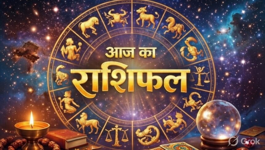 आज का राशिफल जिसमें मेष से मीन तक सभी 12 राशियों के करियर, धन, स्वास्थ्य और प्रेम जीवन की भविष्यवाणी दिखाई गई है