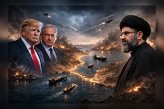 फारस की खाड़ी और अरब सागर के बीच होर्मुज जलडमरूमध्य से गुजरता बड़ा तेल टैंकर जहाज