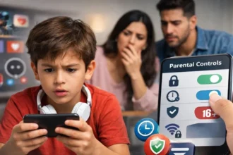 माता-पिता बच्चे के लिए WhatsApp सेट करते हुए