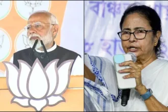 कोलकाता में ईद के मौके पर रेड रोड पर जनसभा को संबोधित करतीं पश्चिम बंगाल की मुख्यमंत्री ममता बनर्जी