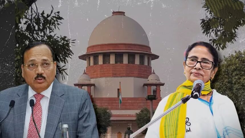 सुप्रीम कोर्ट की कार्यवाही और मालदा में सुरक्षा बलों की तैनाती का सांकेतिक चित्रण