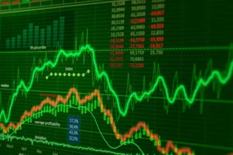 शेयर बाजार का ग्राफ ऊपर की ओर जाते हुए, बुल मार्केट का प्रतीक।