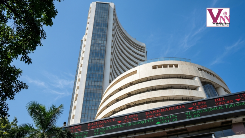 शेयर बाजार के लाल निशान को दिखाती एक डिजिटल स्क्रीन