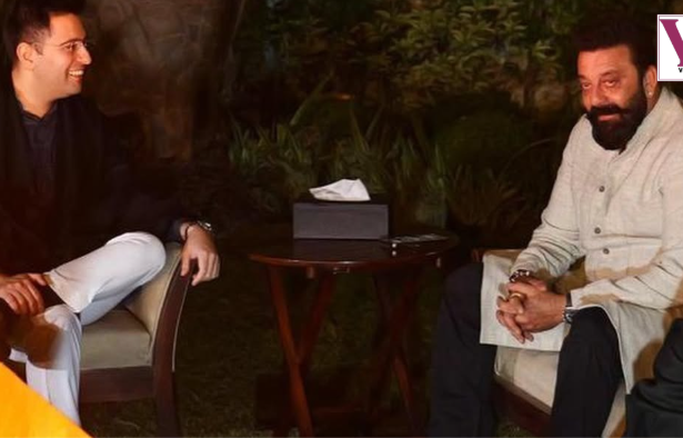 राघव चड्ढा अपने घर पर अभिनेता संजय दत्त का स्वागत करते हुए