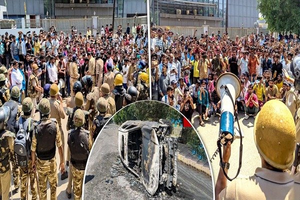 नोएडा में वेतन वृद्धि की मांग को लेकर श्रमिकों का उग्र प्रदर्शन, सड़कों पर हिंसा और पुलिस हाई अलर्ट पर