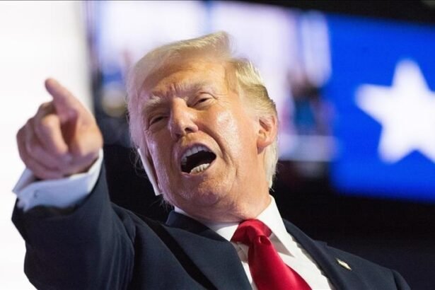 डोनाल्ड ट्रंप की फोटो के साथ बैकग्राउंड में स्ट्रेट ऑफ होर्मुज का मैप और तेल ले जाते जहाजों का ग्राफिक्स .