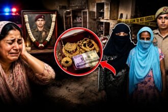 अमरोहा में शहीद सैनिक की पत्नी के घर हुई चोरी के मामले में गिरफ्तार महिला आरोपी पुलिस हिरासत में, पुलिस ने 20 लाख रुपये के जेवरात और नकदी बरामद की।