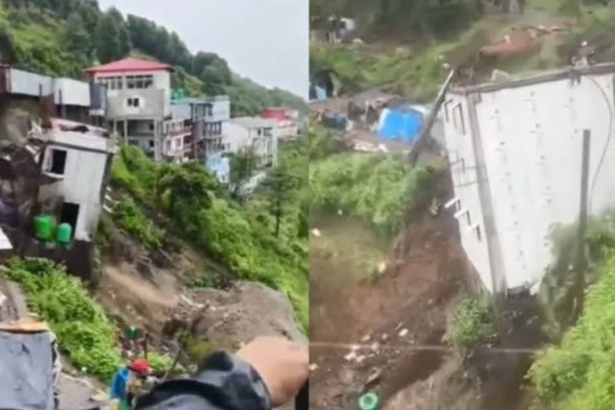 टिहरी में भूस्खलन: सुरकंडा देवी कद्दूखाल में मकान और होटल का हिस्सा ढहा, प्रशासन अलर्ट