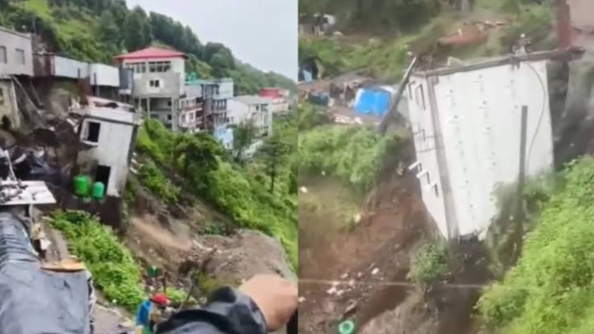 टिहरी में भूस्खलन: सुरकंडा देवी कद्दूखाल में मकान और होटल का हिस्सा ढहा, प्रशासन अलर्ट