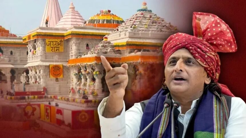 समाजवादी पार्टी अध्यक्ष अखिलेश यादव मीडिया से बातचीत करते हुए। तस्वीर अयोध्या राम मंदिर में कथित चढ़ावा चोरी मामले पर उनके बयान से जुड़ी है