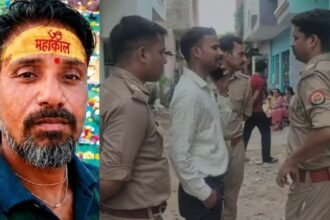 आगरा के एक घर के बाथरूम में पुलिस जांच करती हुई। यह सांकेतिक तस्वीर उस मामले से जुड़ी है, जिसमें एक महिला पर पति का शव बाथरूम में दफनाने का आरोप है